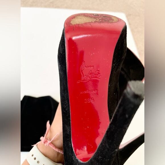 Christian Louboutin Black Suede leather Monica OTK thigh high boots EU 38.5 - Picture 11 of 15